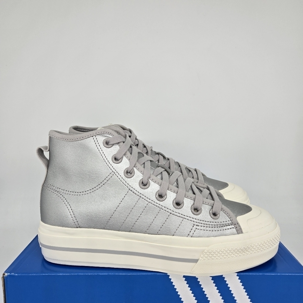 New adidas Nizza RF Platform Mid Silver Metallic GX8369 Women's Shoes Size 9.5 - Picture 3 of 8